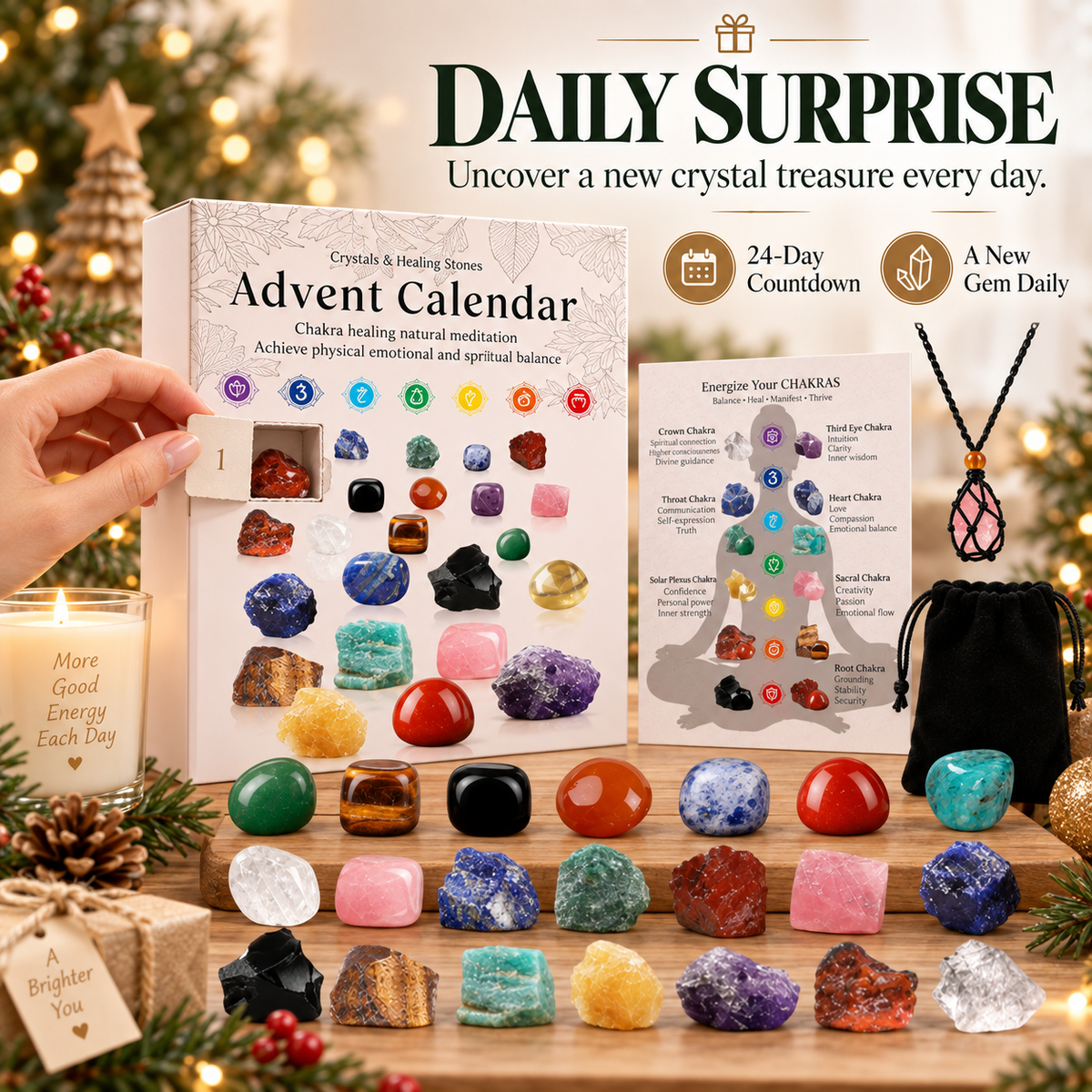 Crystal 2026 Advent Calendar - 24 Days Gemstone Gift Box