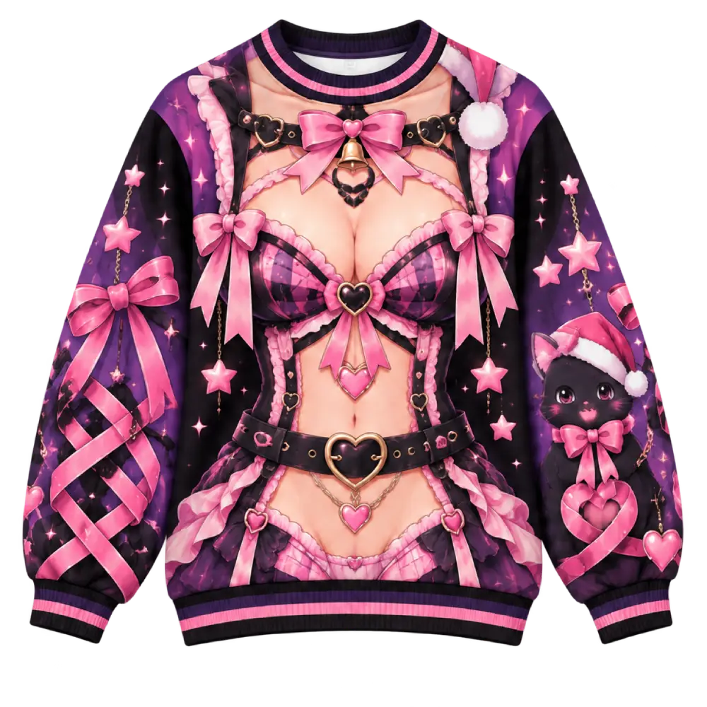 Cute Christmas Chaos Anime Funny Gothic Pink & Purple Christmas Sweater