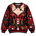Dark Kawaii Christmas Illusion Gothic Anime Rose & Black Cat Funny Christmas Sweater