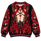 Dark Kawaii Christmas Illusion Gothic Anime Rose & Black Cat Funny Christmas Sweater