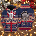 Donkey Christmas Hoodie - Funny Santa Donkey Farm Animal Christmas Gift