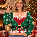 Festive Snowflake Holiday Funny Christmas Elf Sweater