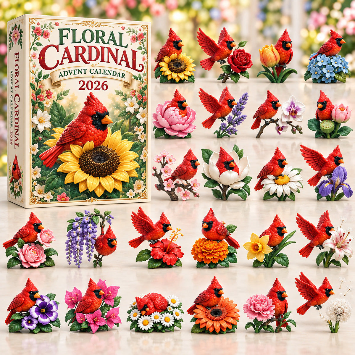 Floral Cardinal Advent Calendar 2026