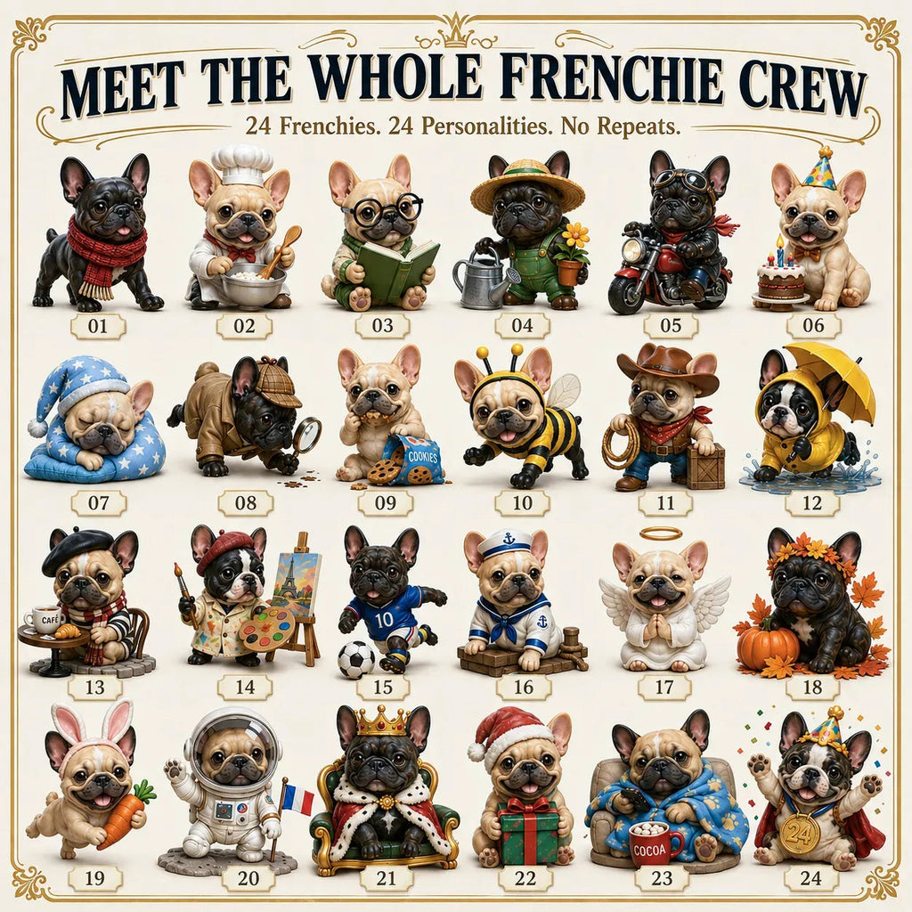 French Bulldog 24 Days Frenchie Characters Christmas Advent Calendar 2026