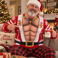 Funny Body Illusion Holiday Santa Hairy Chest Ugly Christmas Sweater