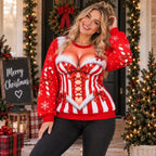 Funny Candy Cane Corset Christmas Sexy Optical Illusion Holiday Sweater