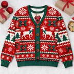 Funny Cardigan Green Red Ugly Christmas Sweater