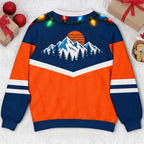 Funny Christmas Belly Holiday Lights & Jacket Print Ugly Christmas Pullover Sweater