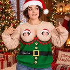 Funny Christmas Elf Personalized Face & Name Sweater