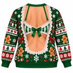 Funny Christmas Faux-Lace Lingerie Festive Green Holiday Pullover Sweater