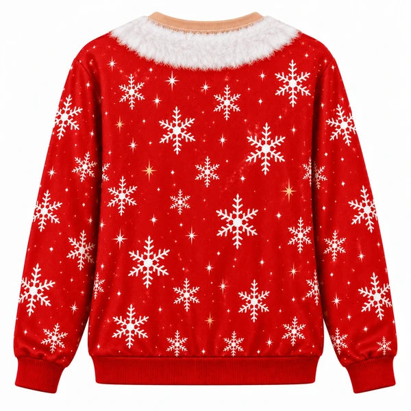 Funny Christmas Faux Skin Sexy Santa Snowflake Sweater