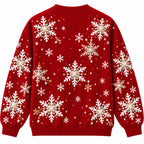 Funny Christmas Faux Skin Snowflake Red Festive Holiday Pullover Sweater