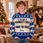 Funny Christmas I'm The Youngest Child I Make The Rules Personalized Sweater