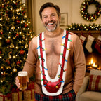 Funny Christmas Light Fake Chest Print Festive Gag Party Sweater