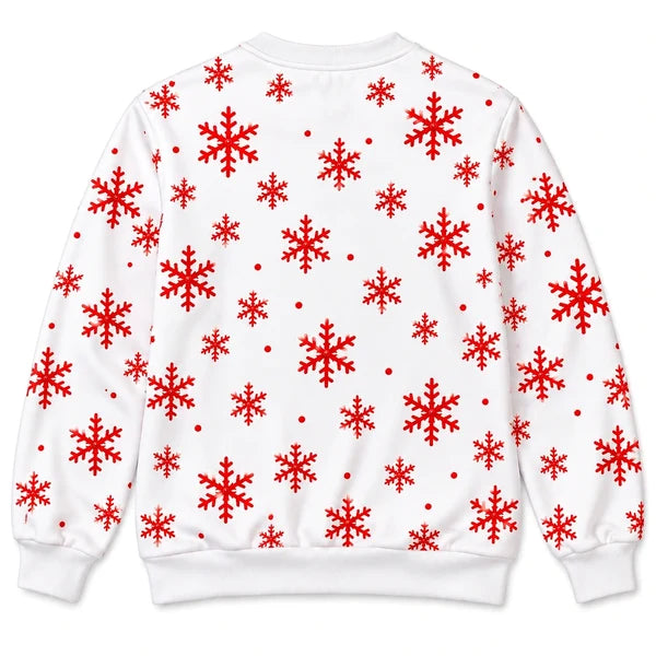 Funny Christmas Santa Corset Illusion Playful Snowflake Holiday Crewneck Sweater