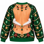 Funny Christmas Sequin Festive Santa Bra Illusion Holiday Top Sweater