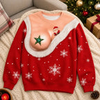 Funny Christmas Star Bust Print Ugly Christmas Sweater