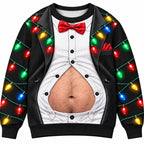 Funny Christmas Tuxedo Belly Festive Holiday Party Pullover Sweater
