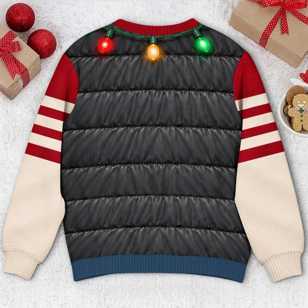 Funny Football Belly Illusion Christmas Game Day Pullover Ugly Sweater