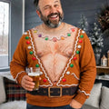Funny Gingerbread Fake Chest Print Sweater