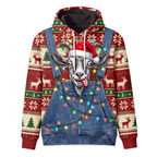 Funny Goat Christmas Hoodie - Santa Goat Overalls Ugly Christmas Sweater Style