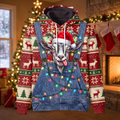 Funny Goat Christmas Hoodie - Santa Goat Overalls Ugly Christmas Sweater Style