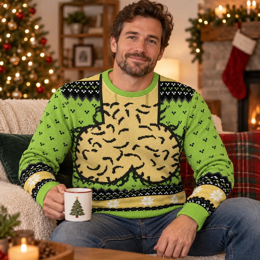 Funny Hairy Balls Naughty Adult Gag Holiday Ugly Christmas Sweater