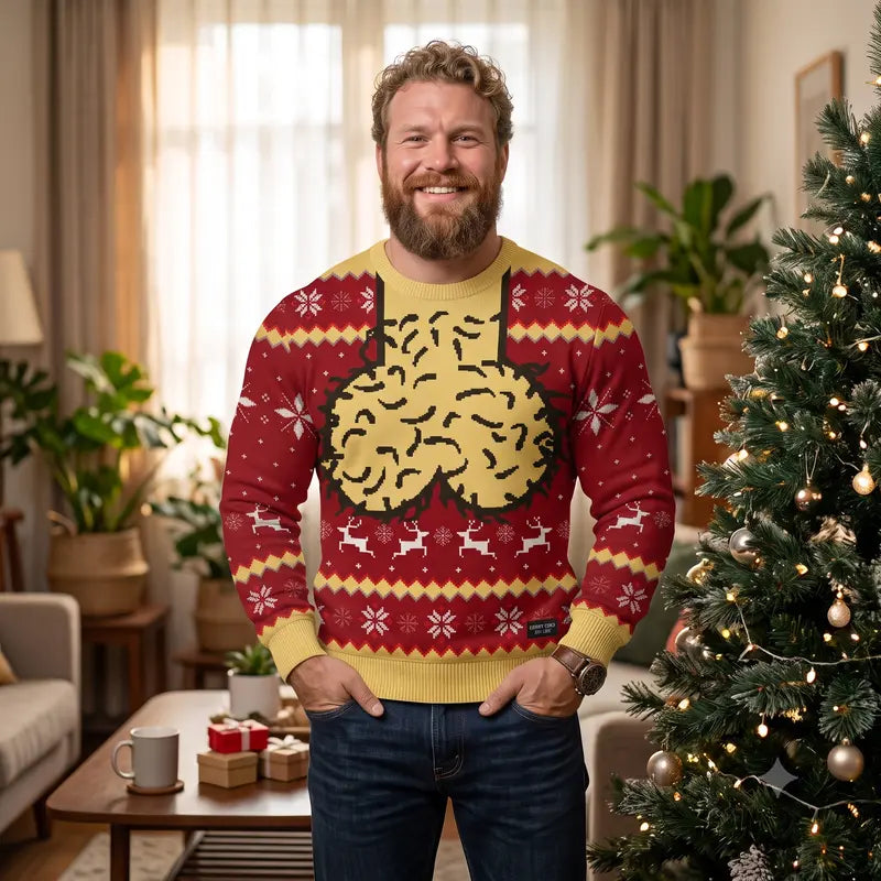 Funny Hairy Balls Naughty Adult Gag Holiday Ugly Christmas Sweater
