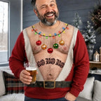 Funny Ho Ho Ho Christmas Ornament Print Ugly Christmas Pullover Sweater