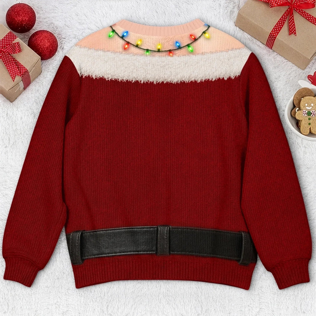 Funny Ho Ho Ho Christmas Ornament Print Ugly Christmas Pullover Sweater