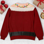Funny Ho Ho Ho Christmas Ornament Print Ugly Christmas Pullover Sweater