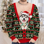 Funny Holiday Cardigan Custom Pet Photo Christmas Sweater