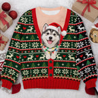 Funny Holiday Cardigan Custom Pet Photo Christmas Sweater