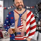 Funny Patriotic American Flag Christmas Gifts Festive Sweater