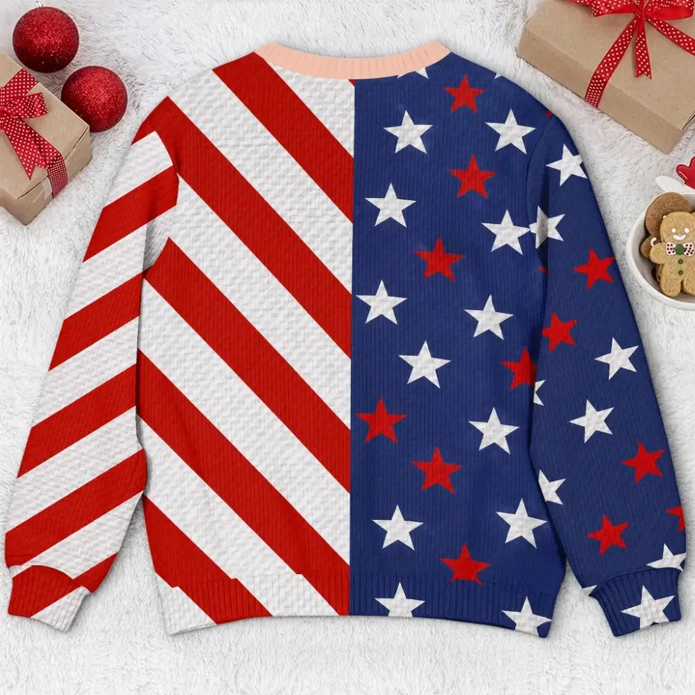 Funny Patriotic American Flag Christmas Gifts Festive Sweater