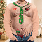 Funny Realistic Shirtless Man Illusion Christmas Ugly Sweater