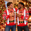 Funny Santa Abs Print Christmas Pullover Sweater