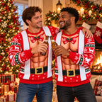 Funny Santa Abs Print Christmas Pullover Sweater