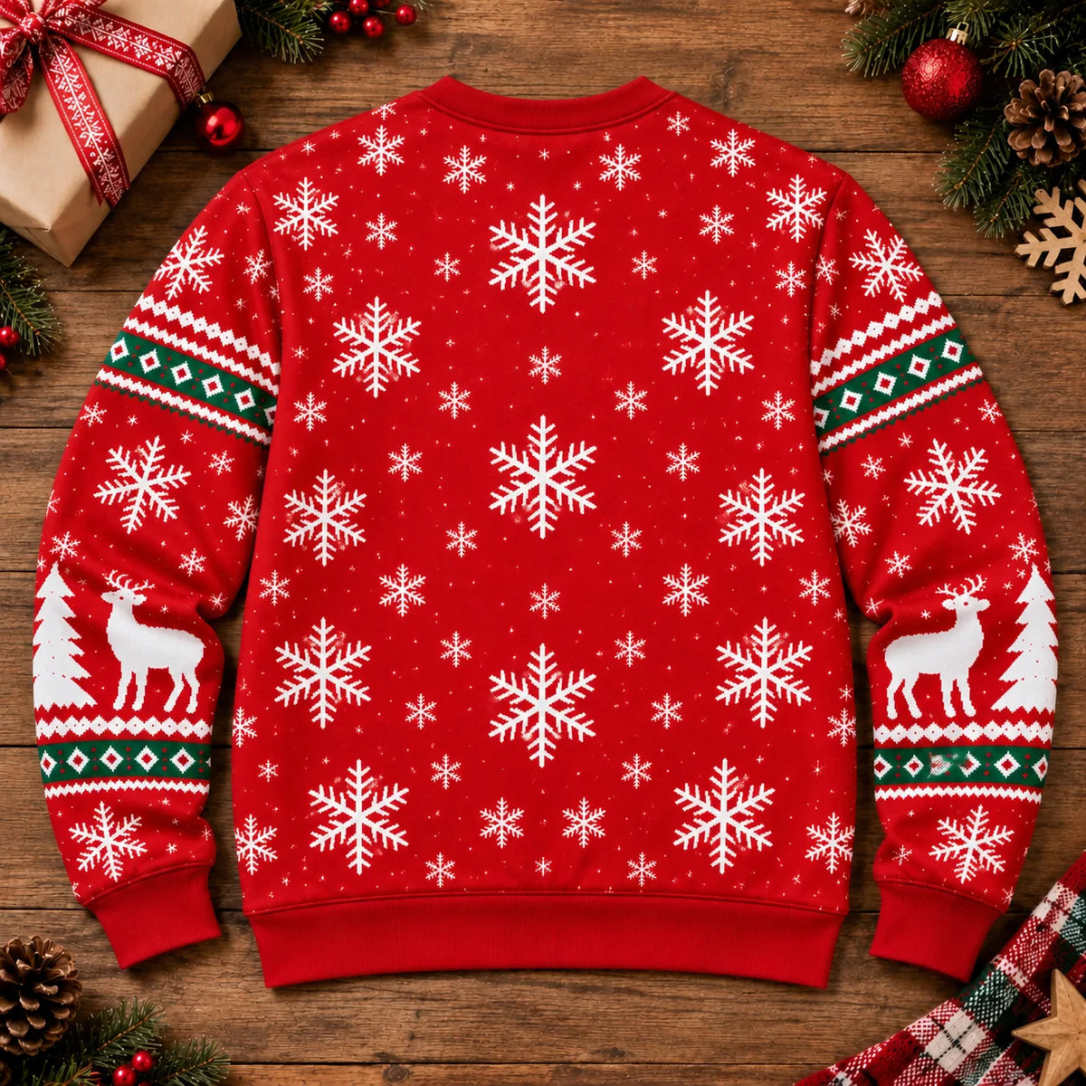 Funny Santa Abs Print Christmas Pullover Sweater