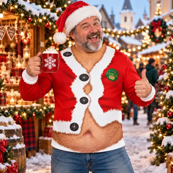Funny Santa Belly 3D Christmas Holiday Ugly Sweater
