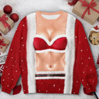 Funny Santa Bikini Print Novelty Christmas Sweater
