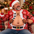 Funny Santa Chest Crewneck Christmas Ugly Sweater