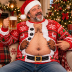 Funny Santa Chest Crewneck Christmas Ugly Sweater