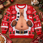 Funny Santa Chest Crewneck Christmas Ugly Sweater