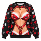 Funny Santa Faux Skin Christmas Playful Sexy Holiday Ugly Sweater