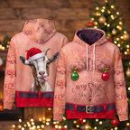 Funny Santa Goat Hairy Belly Hoodie - Custom Name Goat Christmas