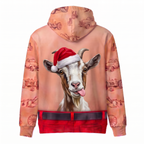 Funny Santa Goat Hairy Belly Hoodie - Custom Name Goat Christmas