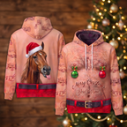 Funny Santa Horse Hairy Belly Hoodie - Custom Name Farm Horse Christmas