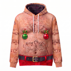 Funny Santa Pig Hairy Belly Hoodie - Custom Name Cute Pig Christmas