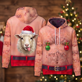 Funny Santa Sheep Hairy Belly Hoodie - Custom Name Fluffy Sheep Christmas